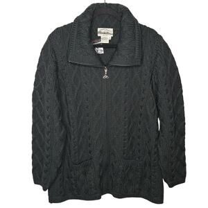 Aran Crafts Merino Wool Double Collar Cardigan Sweater XL Cardigan Zip Fisherman